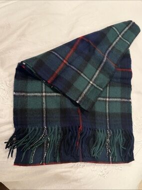 Kiltane Scottish Tartan Scarf - Navy and Forest Green with Red & White Accents